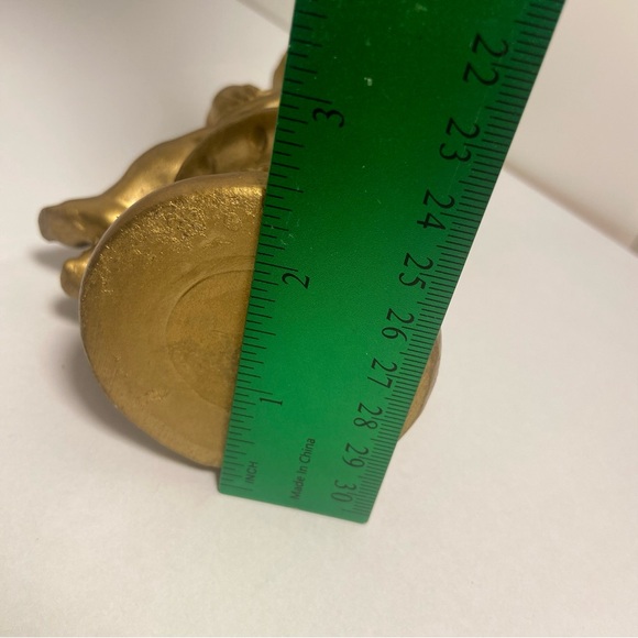 Vintage gold cherub figurine winged angel boy playing instrument small statue - Picture 8 of 15